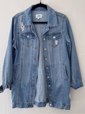 Ci Sono Denim Trucker Jacket Distressed, Boyfriend, Timeless, Classic